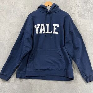 Vintage Yale Hoodie Men Large Hanes Pullover 90s Y2K Arch Ivy League University